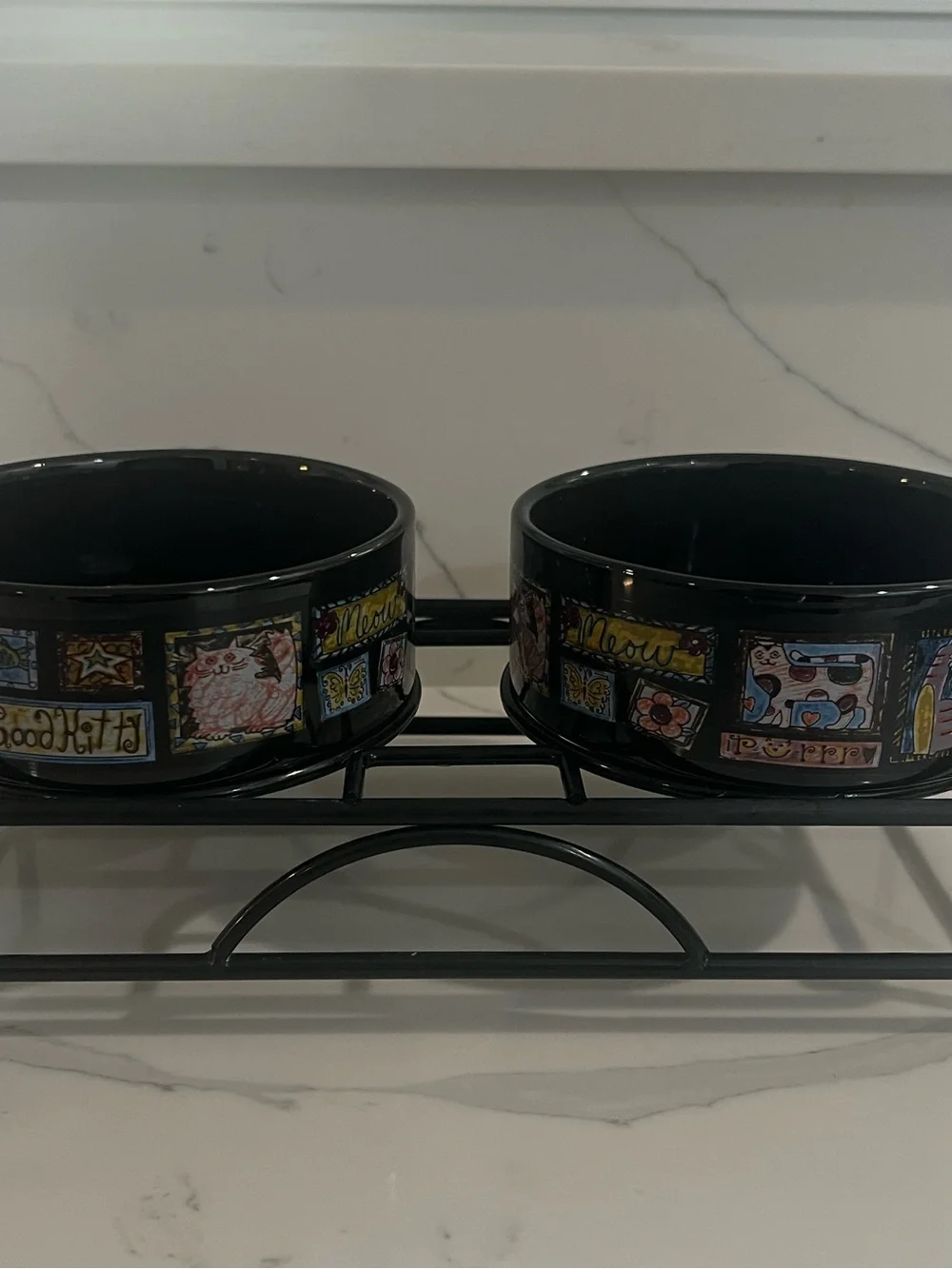 2 Whisker City Cat Food Water Bowl Dish with stand